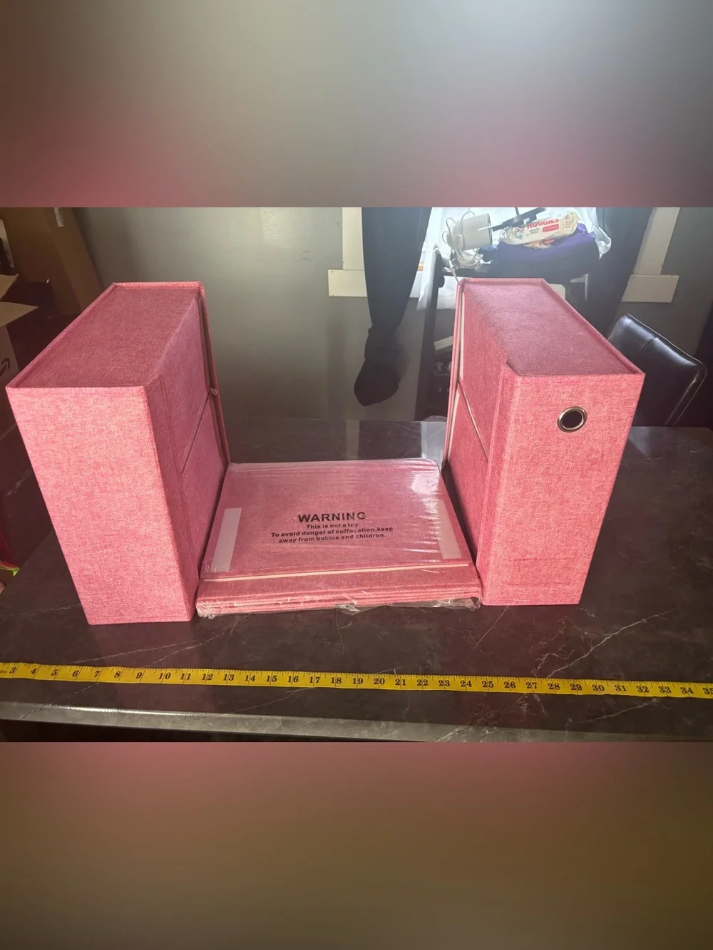 Pink Fabric Storage Binder Boxes Set - Unbranded